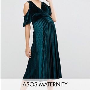 ASOS green velvet maternity dress, size 6